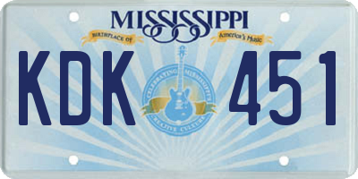 MS license plate KDK451