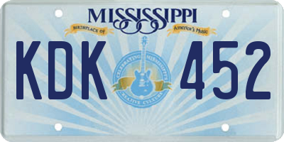 MS license plate KDK452