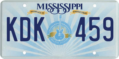 MS license plate KDK459