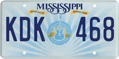 MS license plate KDK468