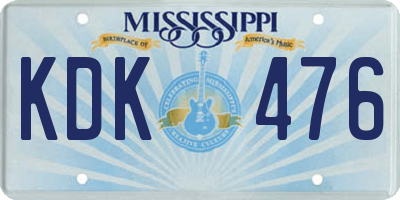 MS license plate KDK476
