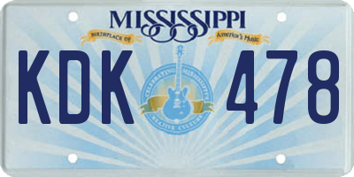MS license plate KDK478