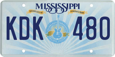 MS license plate KDK480