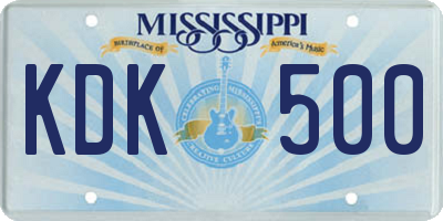 MS license plate KDK500