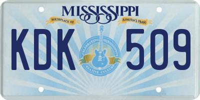 MS license plate KDK509