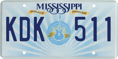 MS license plate KDK511