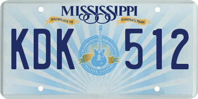 MS license plate KDK512