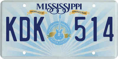MS license plate KDK514