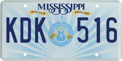 MS license plate KDK516