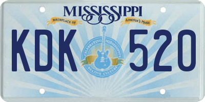 MS license plate KDK520