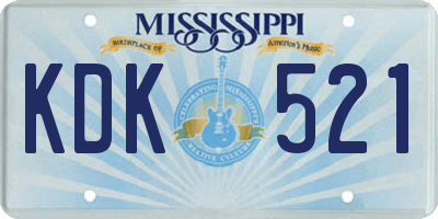MS license plate KDK521