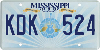 MS license plate KDK524