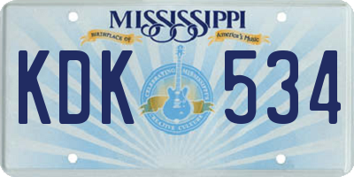 MS license plate KDK534