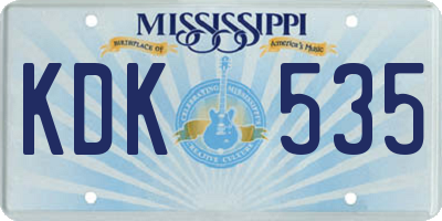 MS license plate KDK535