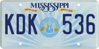 MS license plate KDK536