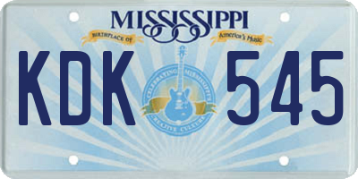 MS license plate KDK545