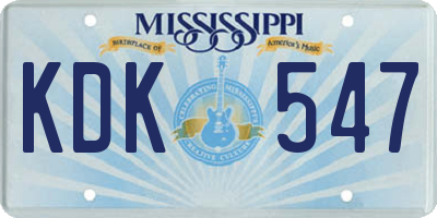 MS license plate KDK547