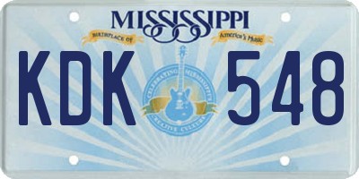 MS license plate KDK548