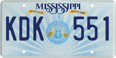 MS license plate KDK551