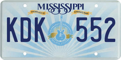 MS license plate KDK552