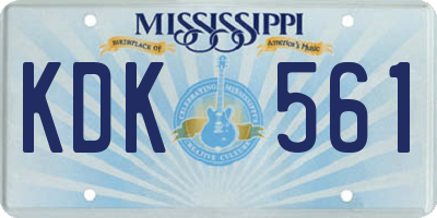 MS license plate KDK561