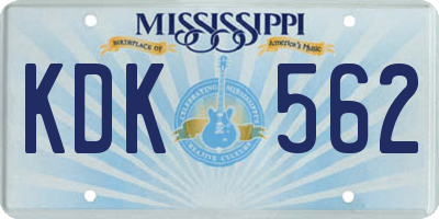MS license plate KDK562