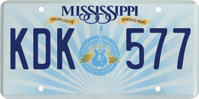 MS license plate KDK577