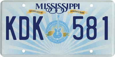 MS license plate KDK581