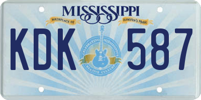 MS license plate KDK587