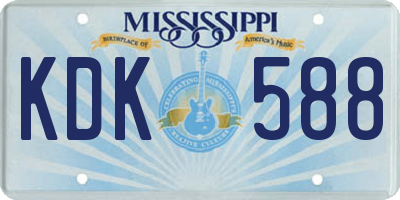 MS license plate KDK588