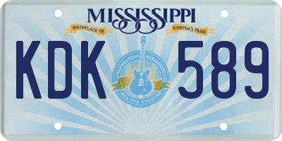 MS license plate KDK589
