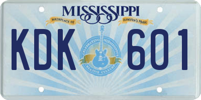 MS license plate KDK601