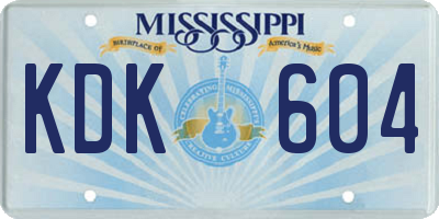 MS license plate KDK604