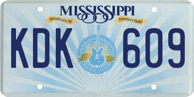 MS license plate KDK609
