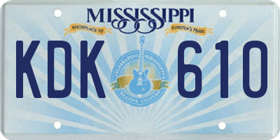 MS license plate KDK610