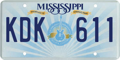 MS license plate KDK611