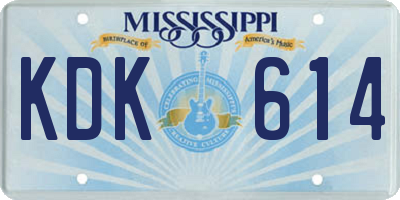MS license plate KDK614