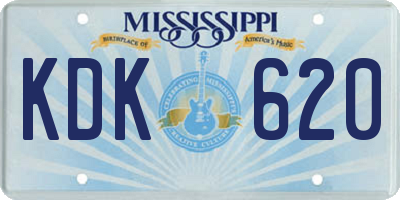 MS license plate KDK620