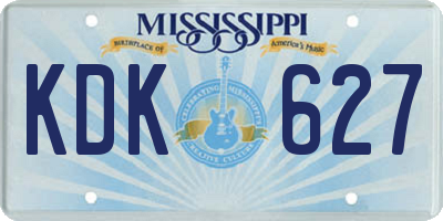 MS license plate KDK627