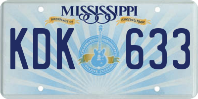 MS license plate KDK633