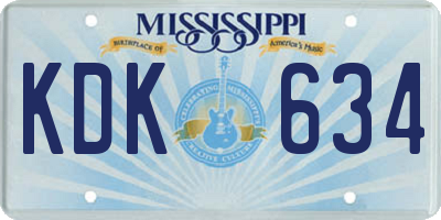MS license plate KDK634