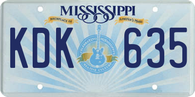 MS license plate KDK635