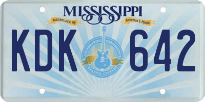 MS license plate KDK642