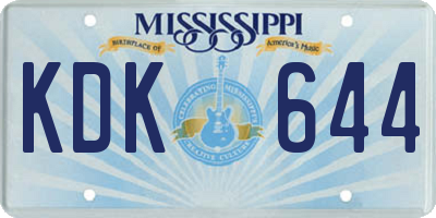 MS license plate KDK644