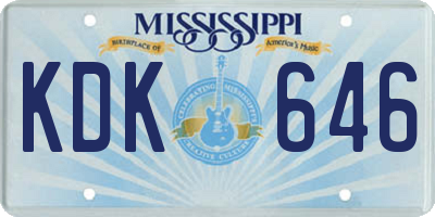 MS license plate KDK646