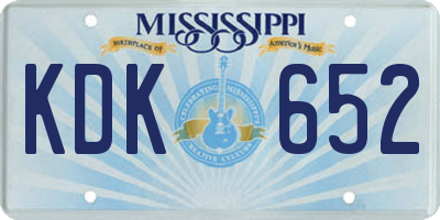 MS license plate KDK652