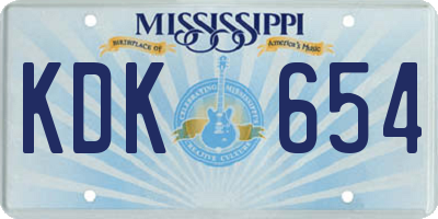 MS license plate KDK654