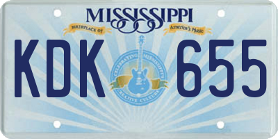 MS license plate KDK655