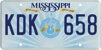 MS license plate KDK658