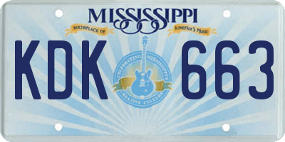 MS license plate KDK663